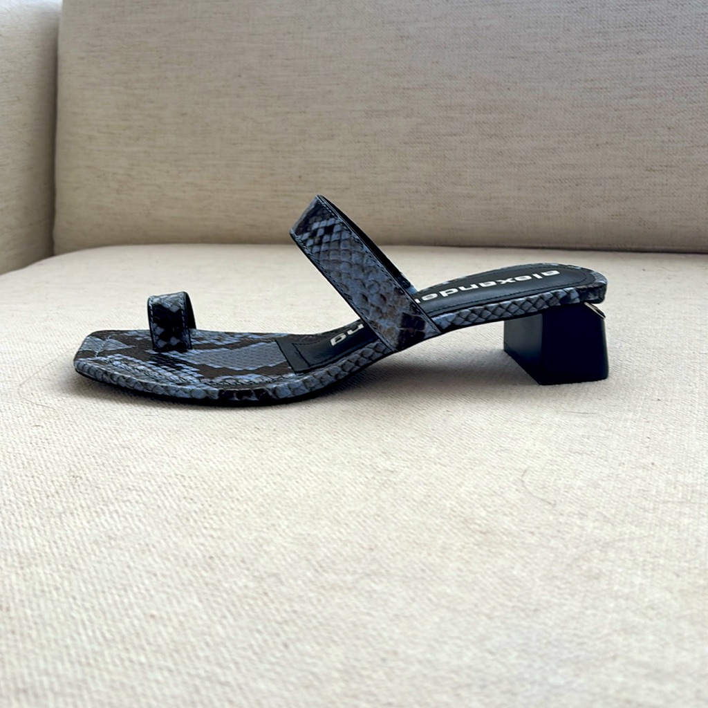 Alexander Wang Ellis Snake Print Emboss Sandals. Periwinkle/Black. Size 38. Nwt.